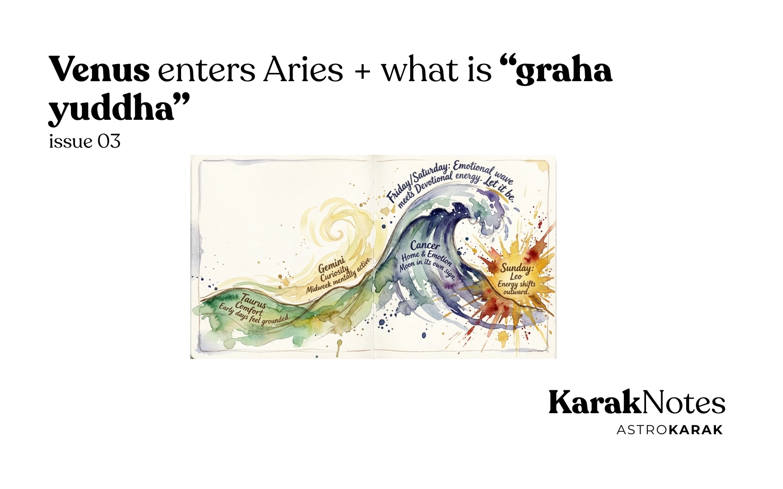 KarakNotes Issue 3: Venus enters Aries + what is “graha yuddha”
